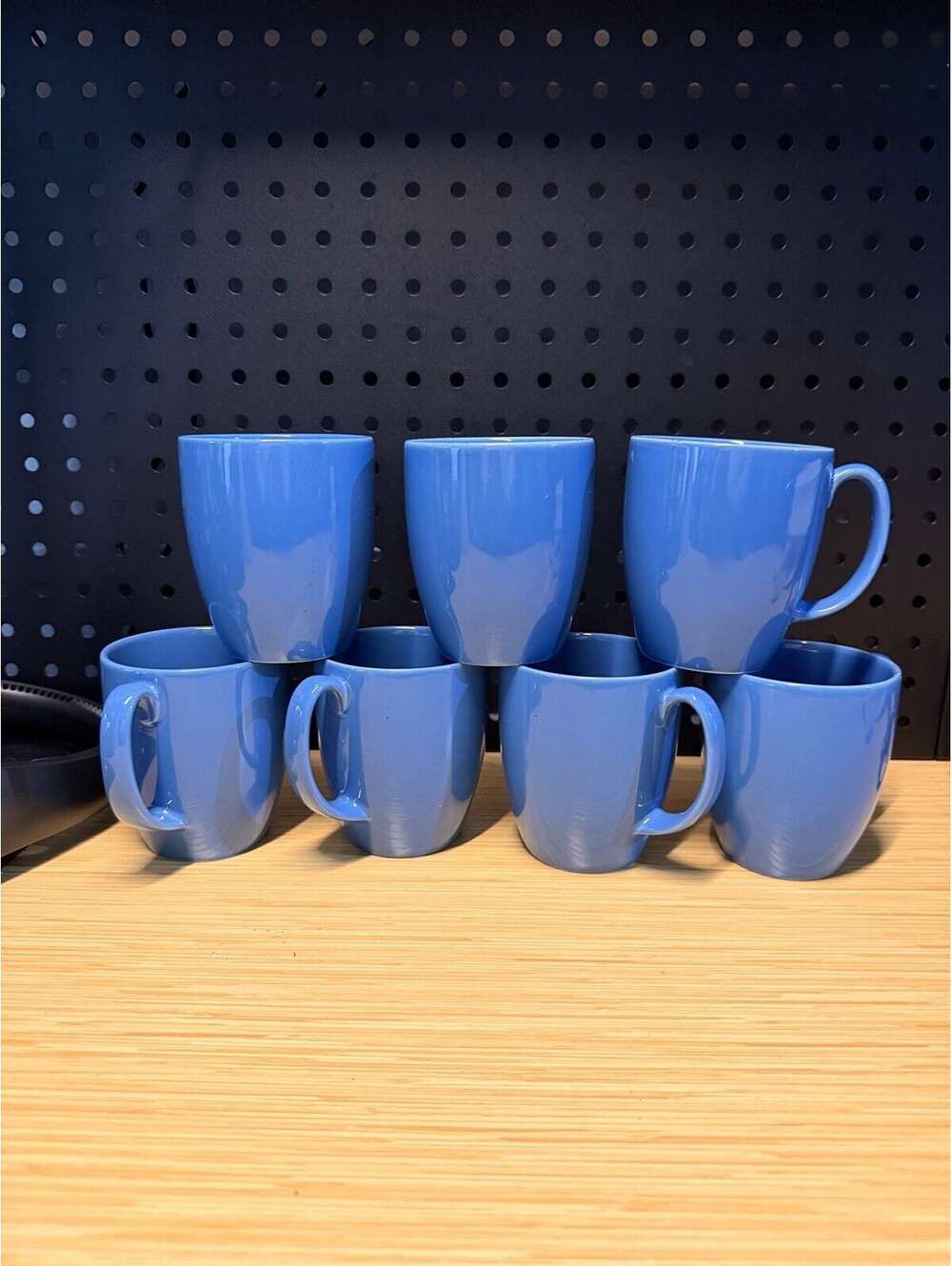VTG Set If 7 Corning Corelle Stoneware BLUE Mugs Cups Memphis Casa Flora Jasmine